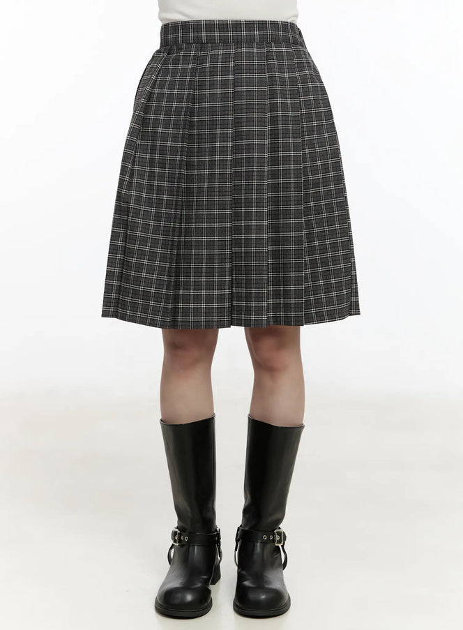 plaid-a-line-midi-skirt-cm510 / Black