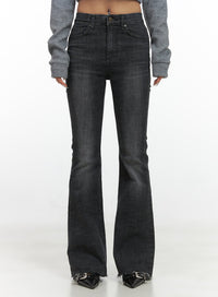 mira-sleek-fit-washed-bootcut-denim-jeans-cs426 / Black