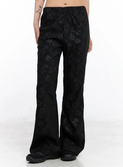 floral-printed-flared-pants-co507 / Black