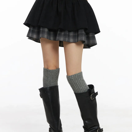 layered-ruffle-mini-skirt-cd531 / Black