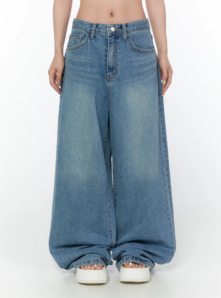 shea-snap-button-wide-leg-jeans-iy514 / Blue
