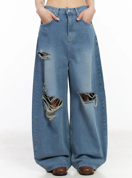 lylah-ripped-wide-leg-jeans-cm517 / Blue