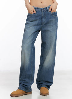 wonbin-vintage-wash-wide-leg-jeans-cd505 / Blue