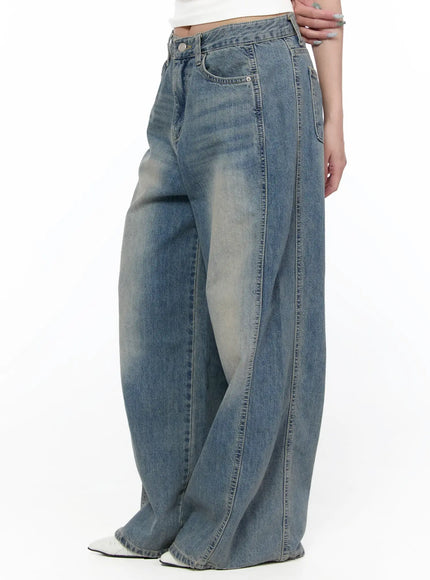 amoura-wide-leg-washed-jeans-ca521 / Blue