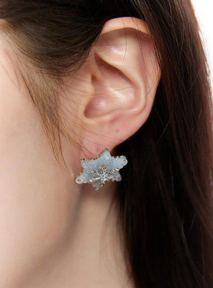 icy-snowflake-earrings-cm505 / Blue