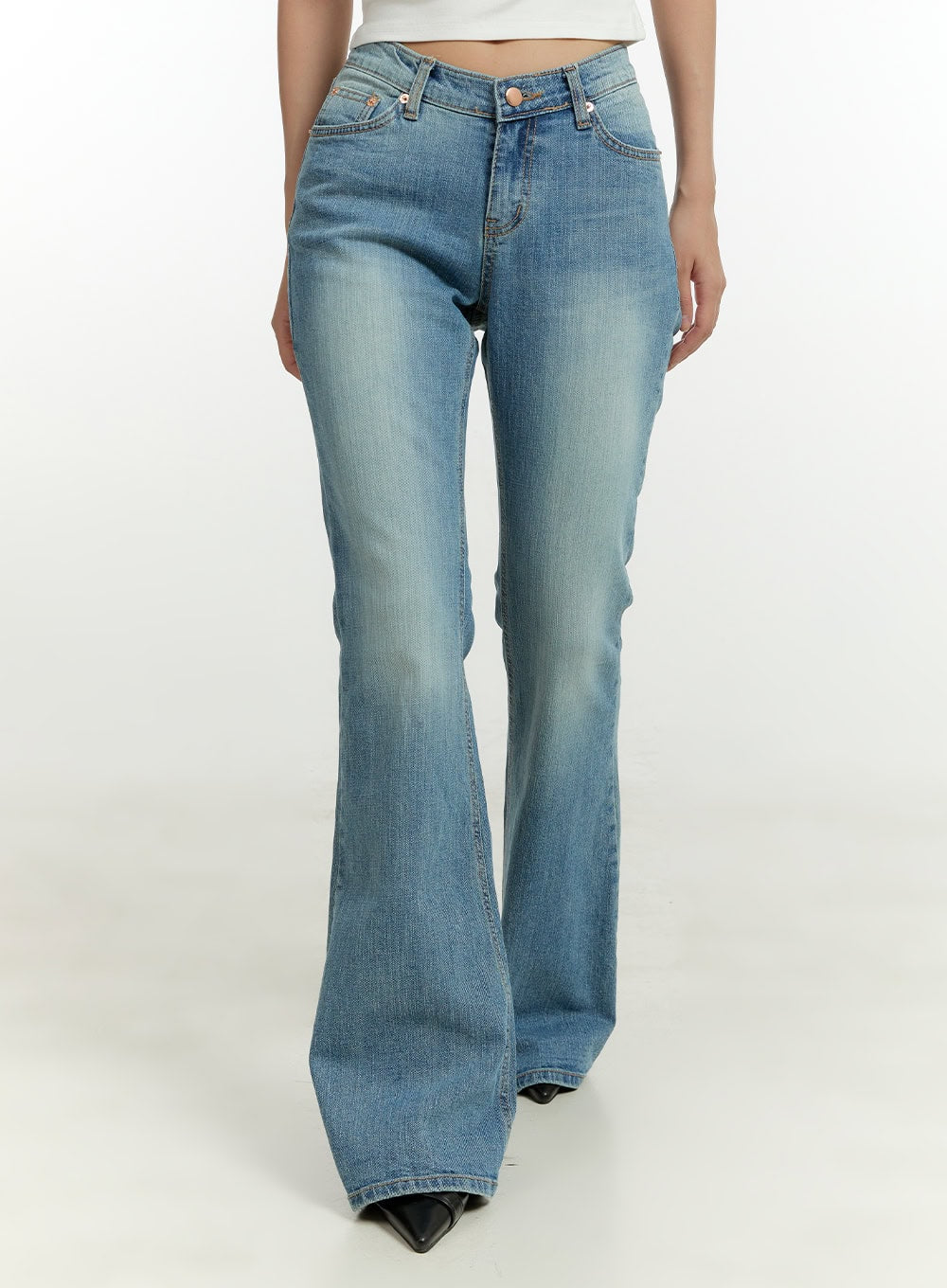washed-bootcut-jeans-cu428 / Blue
