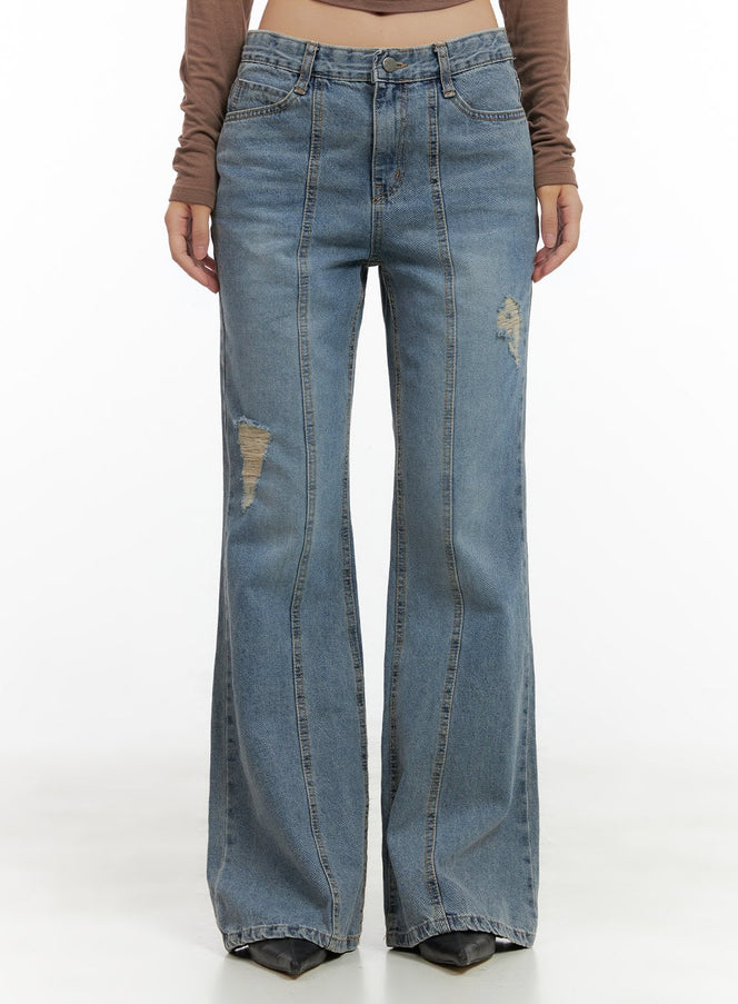 bianca-destroyed-stitch-bootcut-jeans-cg423 / Blue