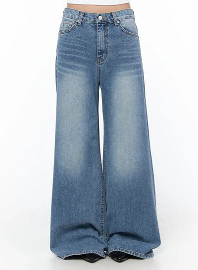 elsie-wide-leg-washed-jeans-cu501 / Blue