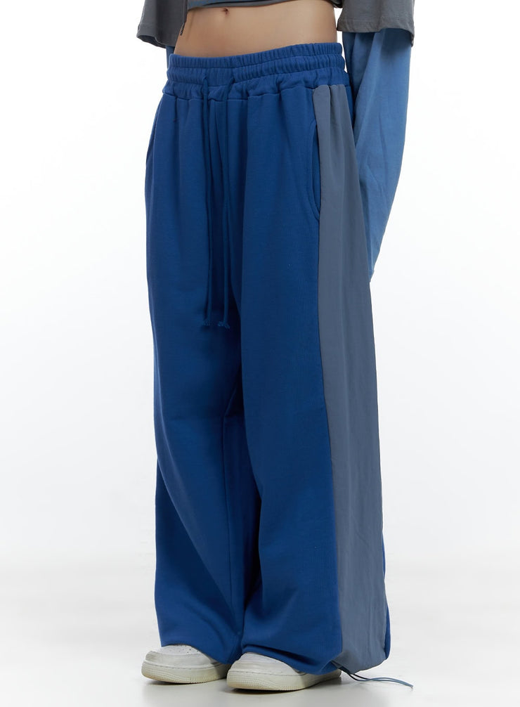 banded-mixed-color-nylon-sweatpants-cs420 / Blue