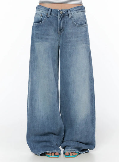 jackie-embroidered-wide-leg-jeans-cu501 / Blue