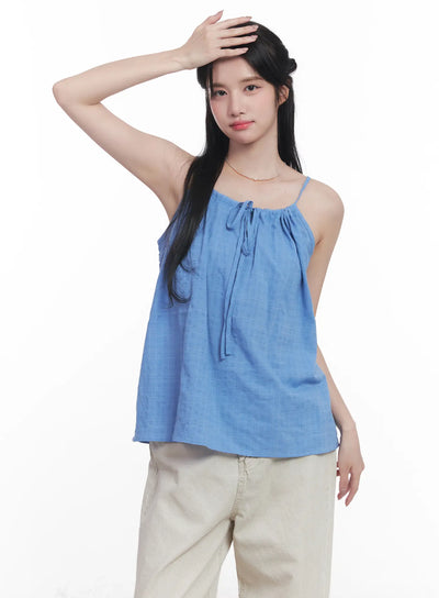 string-detail-flared-cami-cu523 / Blue