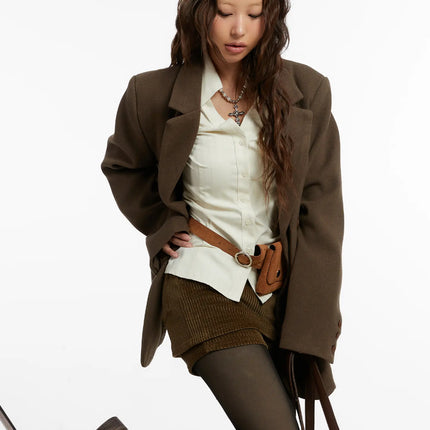 modern-quilted-statement-blazer-cd517 / Brown