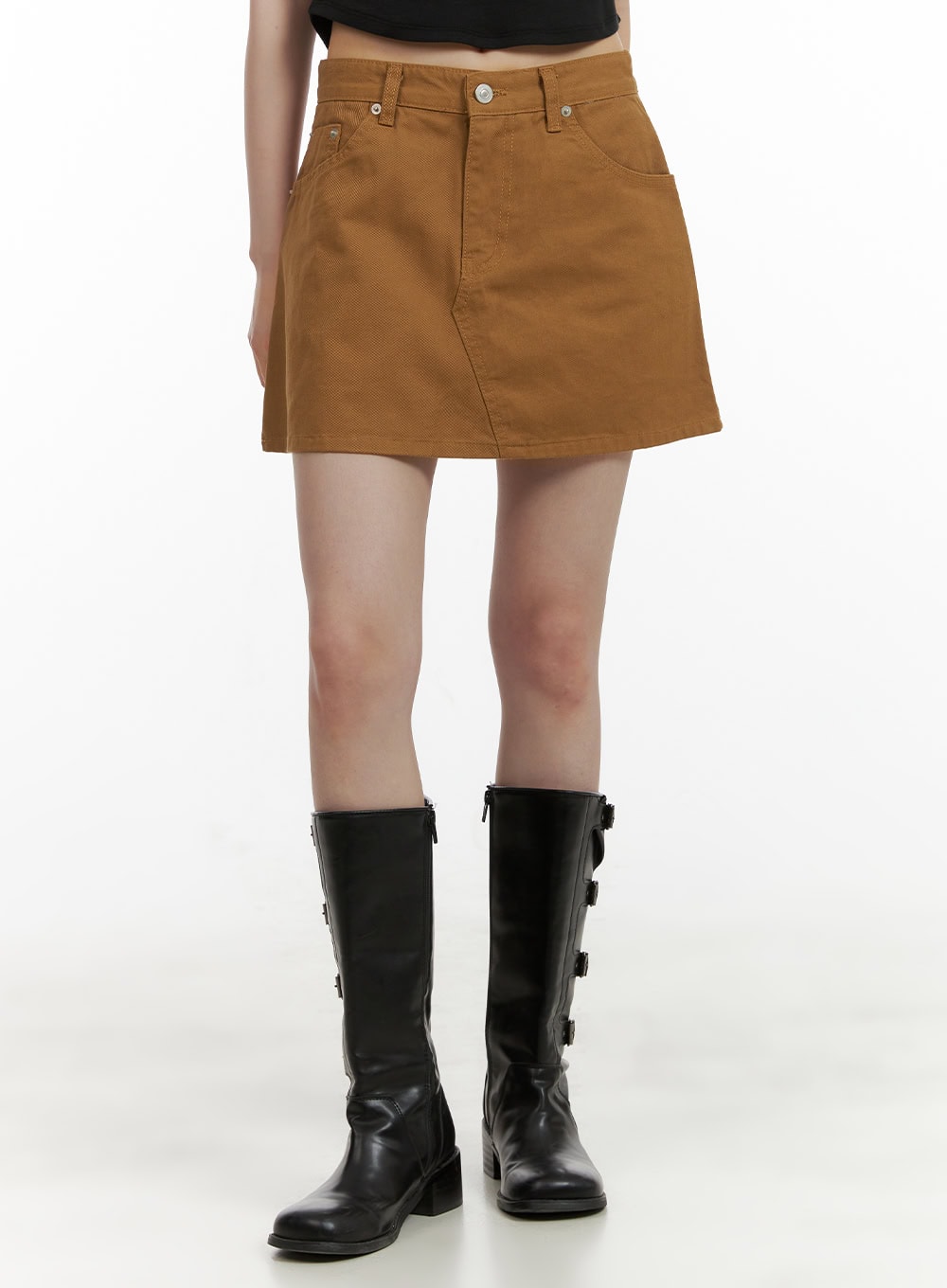 cotton-mini-skirt-cu410 / Brown