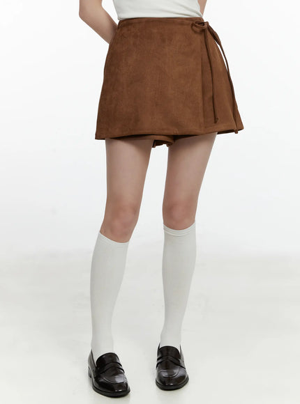 suede-wrap-mini-skort-f502 / Brown