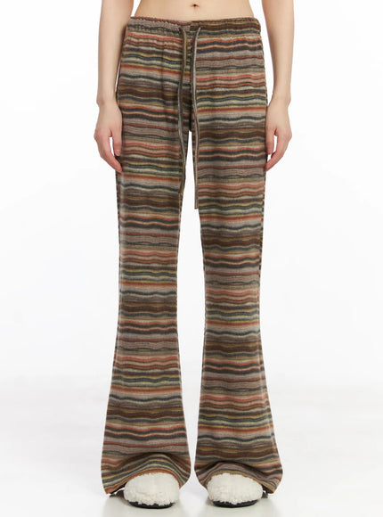 striped-flare-lounge-pants-cd531 / Brown