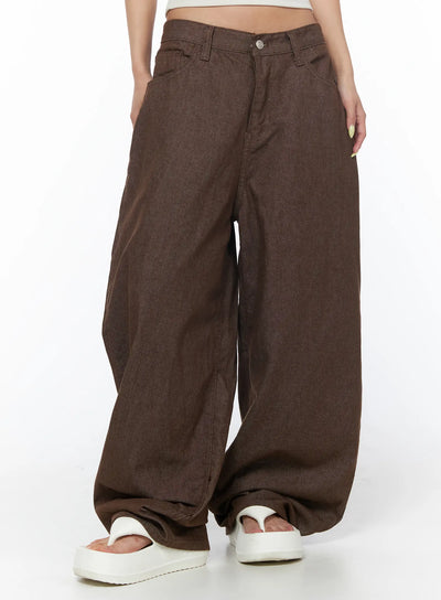 fay-back-pocket-baggy-jeans-cu502 / Brown