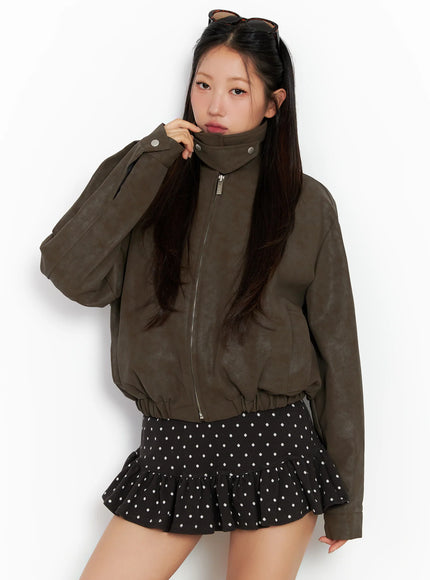 quilted-two-way-jacket-co514 / Brown