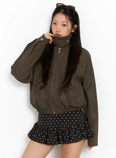 quilted-two-way-jacket-co514 / Brown