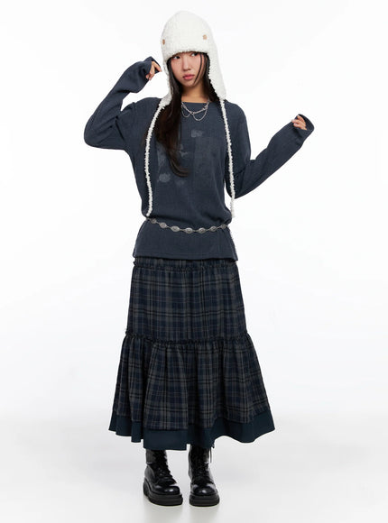 plaid-tiered-maxi-skirt-co515