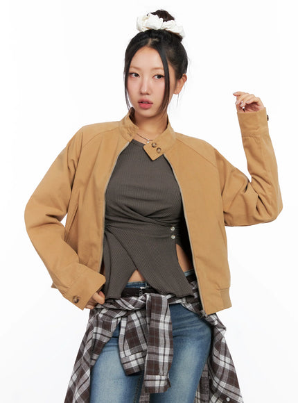 cotton-raglan-sleeve-jacket-co514 / Dark beige