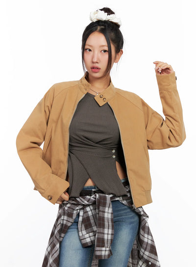 cotton-raglan-sleeve-jacket-co514 / Dark beige