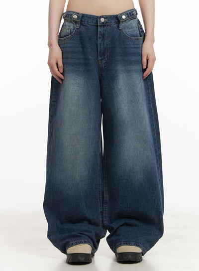 bri-oversized-buttoned-baggy-jeans-cf518 / Dark blue