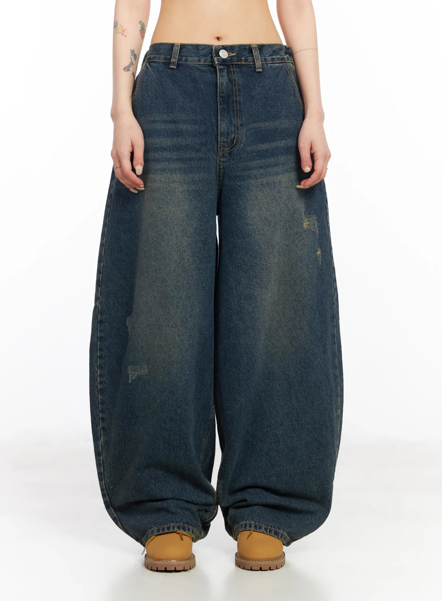 katerina-high-waisted-baggy-jeans-cm516 / Dark blue