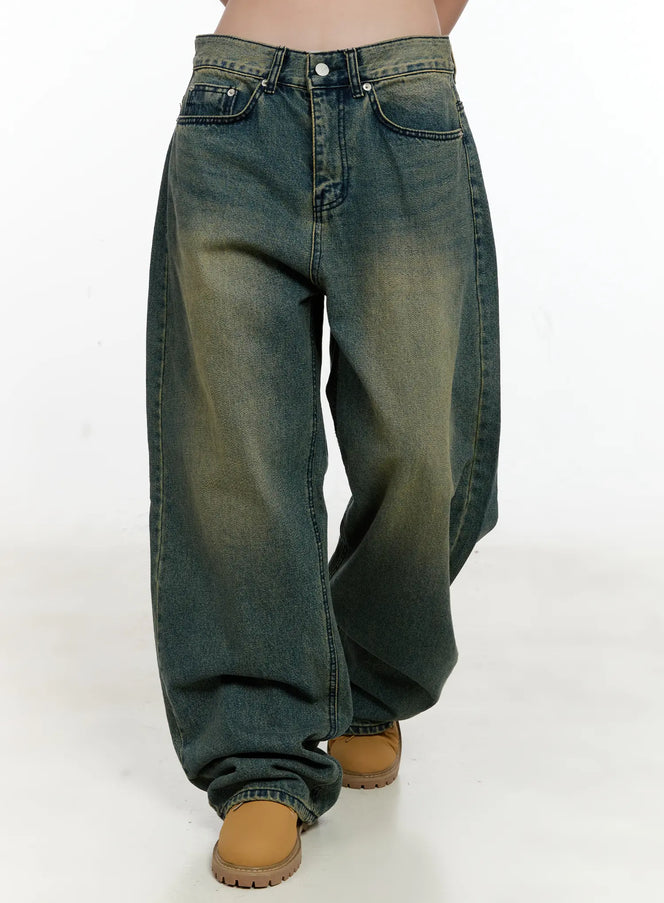 sooyoung-baggy-vintage-wash-jeans-cl531 / Dark blue