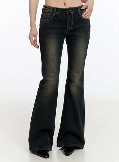 rei-pocket-detail-flare-jeans-cn524 / Dark blue