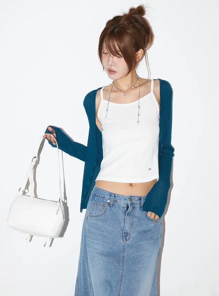 sheer-linen-cardigan-cy528 / Dark blue