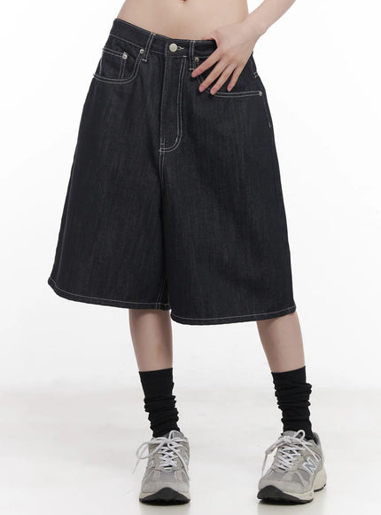 no-fade-stitched-jorts-cu519 / Dark blue