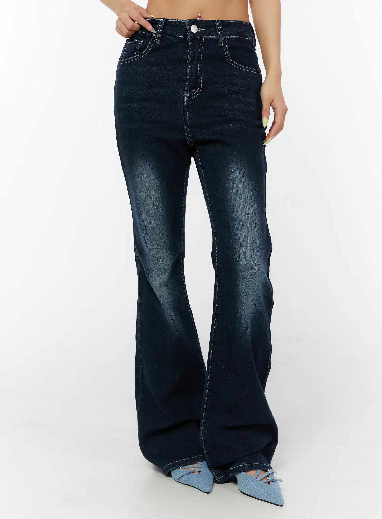 jude-dark-wash-hip-pad-bootcut-jeans-cy520 / Dark blue
