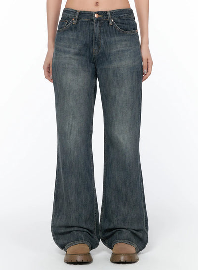 tatyana-vintage-washed-bootcut-jeans-ca515 / Dark blue