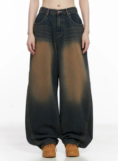 jaycee-vintage-wash-baggy-jeans-cg519 / Dark blue