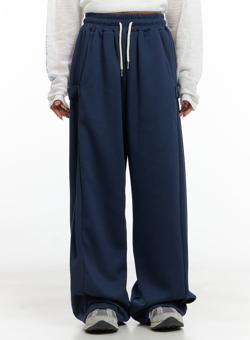 string-banded-pintuck-sweatpants-cg421 / Dark blue