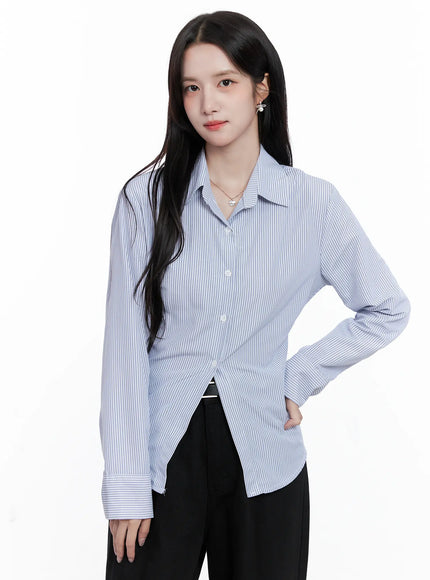 classic-striped-button-up-shirt-cs519 / Dark blue
