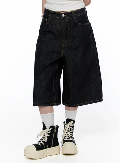 ayleen-high-waist-wide-leg-jorts-ca521 / Dark blue