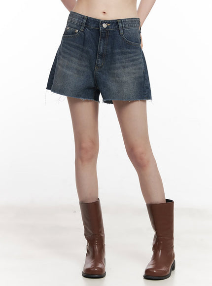 wide-leg-denim-shorts-cy520 / Dark blue
