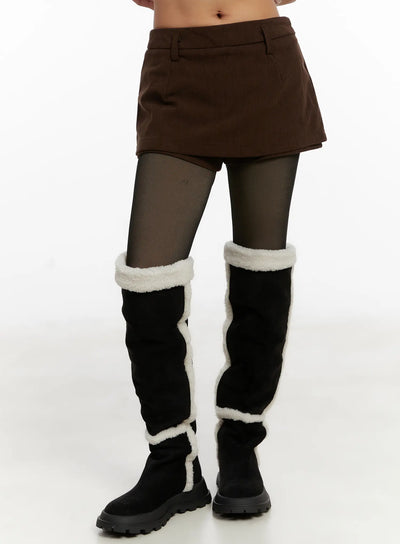 corduroy-low-rise-mini-skort-cd517 / Dark brown