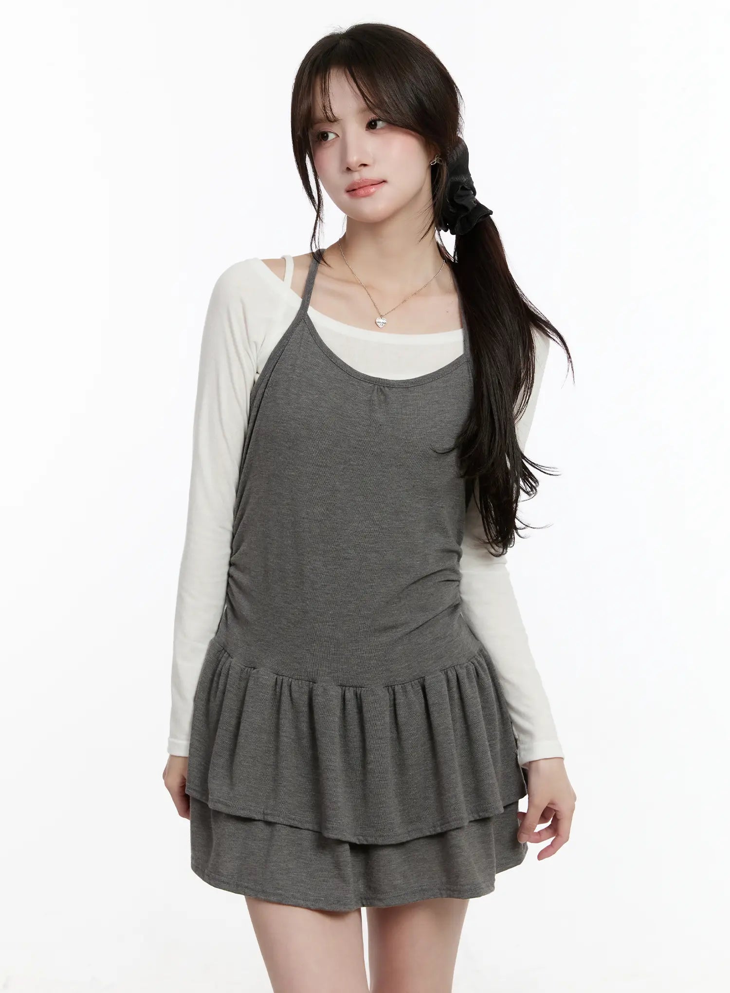 knit-dress-and-long-sleeve-top-set-cm510 / Dark gray