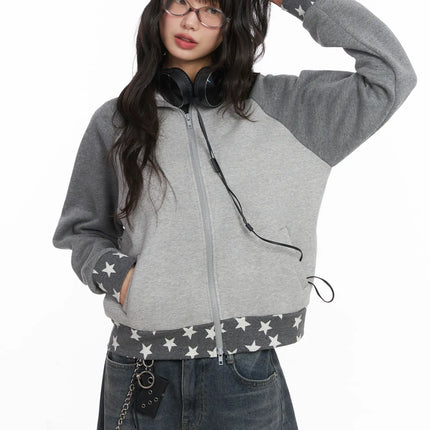 star-graphic-sweatshirt-cj501 / gray