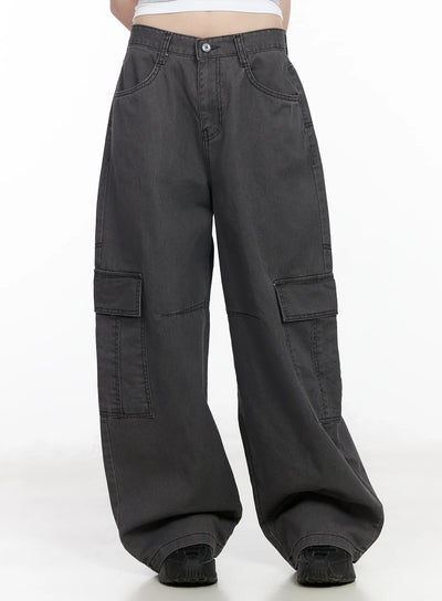 relaxed-fit-stitched-cargo-pants-cm526 / Dark gray