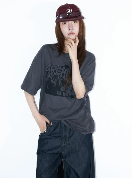 oversized-graphic-tee-cy528 / Dark gray