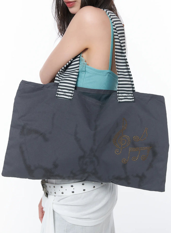 studded-canvas-shoulder-bag-ca529 / Dark gray
