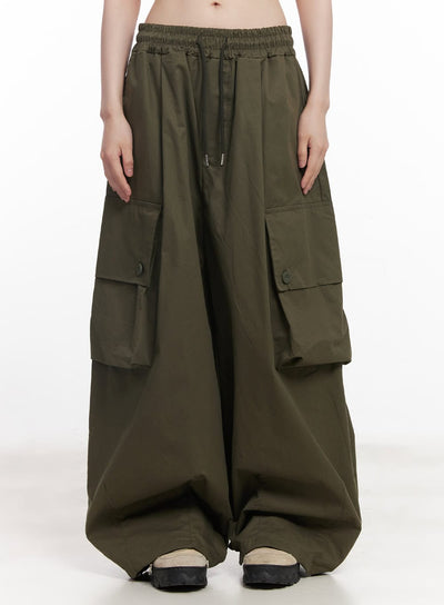 balloon-fit-baggy-cargo-pants-cy520 / Dark green