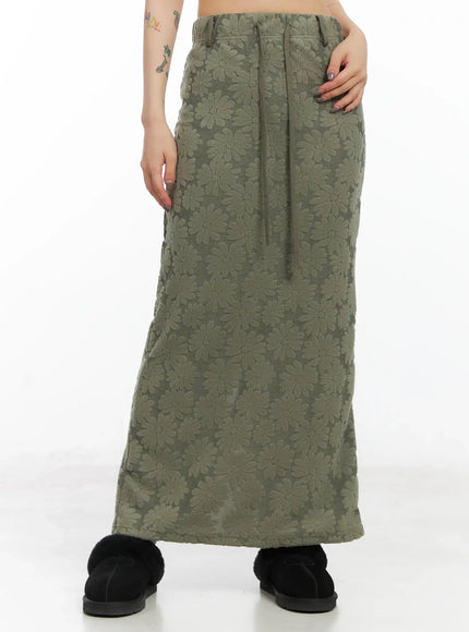 floral-maxi-skirt-cn528 / Dark green