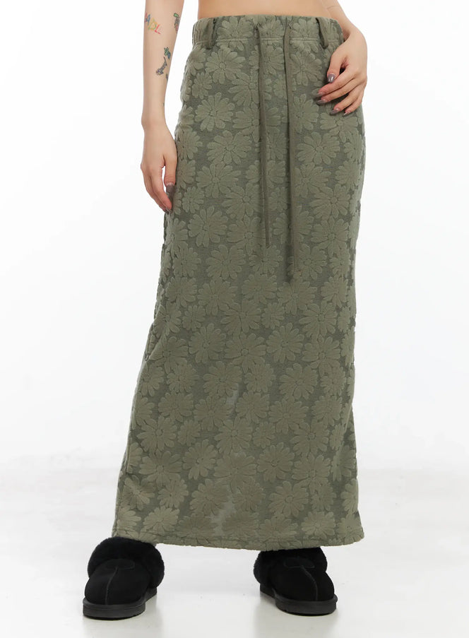 floral-maxi-skirt-cn528 / Dark green
