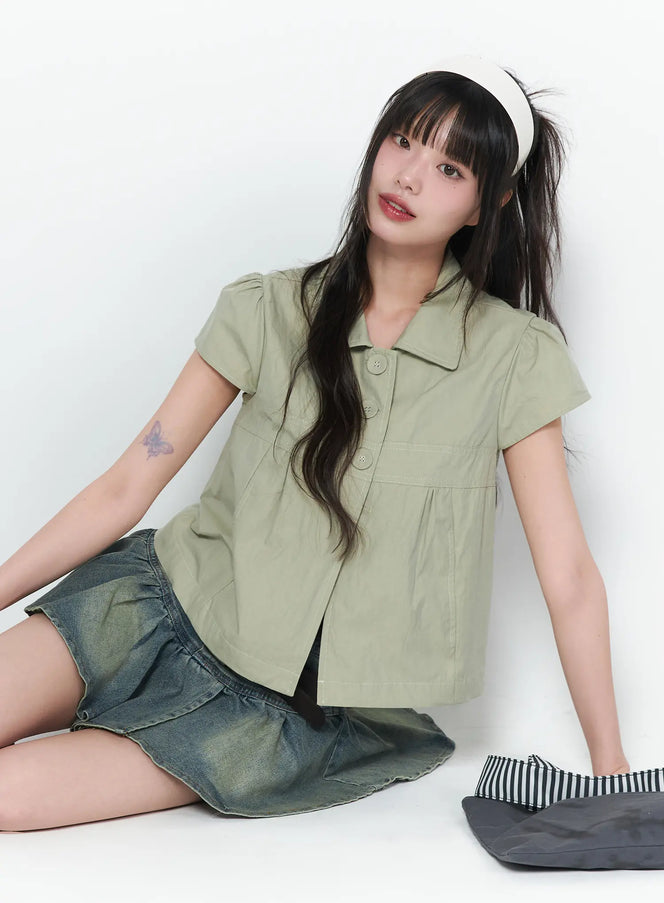Tailored Button-Up Short Sleeve Shirt CA528