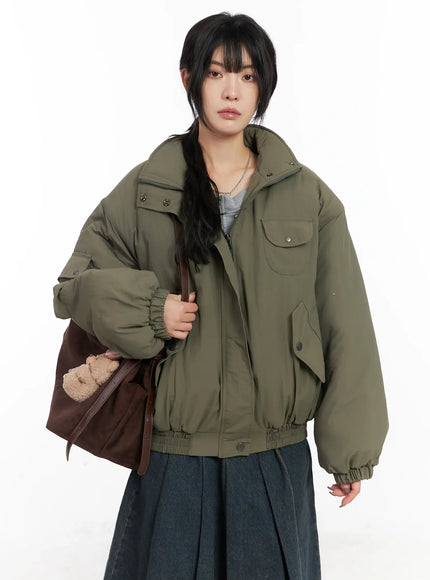 overfit-cargo-bomber-jacket-cn528 / Dark green