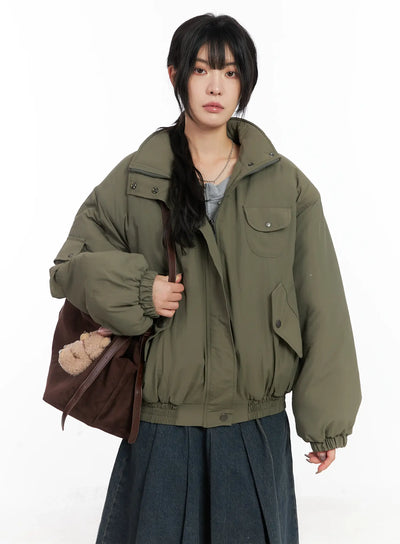overfit-cargo-bomber-jacket-cn528 / Dark green